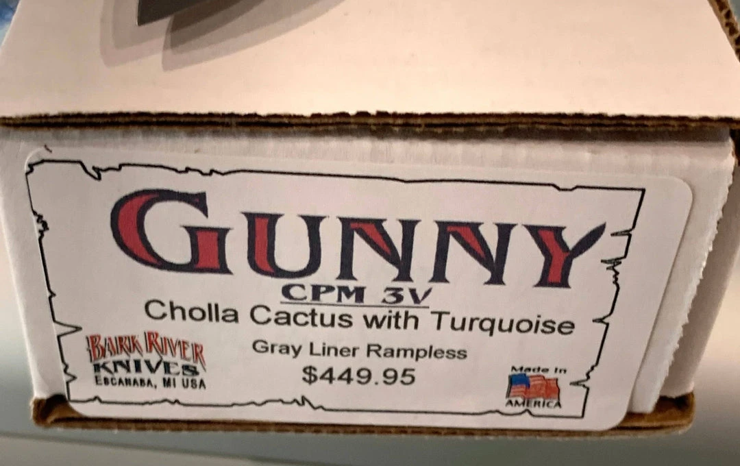 Outlet ๐ BARK RIVER KNIVES Bark River Gunny CPM 3V Knife Cholla Cactus W/ Turquoise - Gray Liners - Rampless #2 ๐ 8 BARK RIVER KNIVES Bark River Gunny CPM 3V Knife Cholla Cactus W/ Turquoise - Gray Liners - Rampless #2