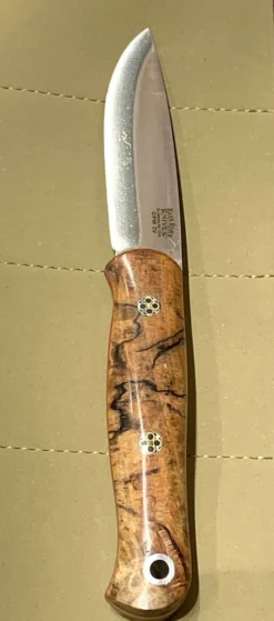 BARK RIVER KNIVES Bark River Ultralite Bushcrafter CPM 3V Spalted Maple Burl - Red Liners - Mosaic Pins
