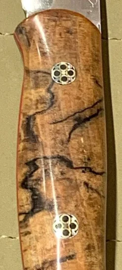 BARK RIVER KNIVES Bark River Ultralite Bushcrafter CPM 3V Spalted Maple Burl - Red Liners - Mosaic Pins