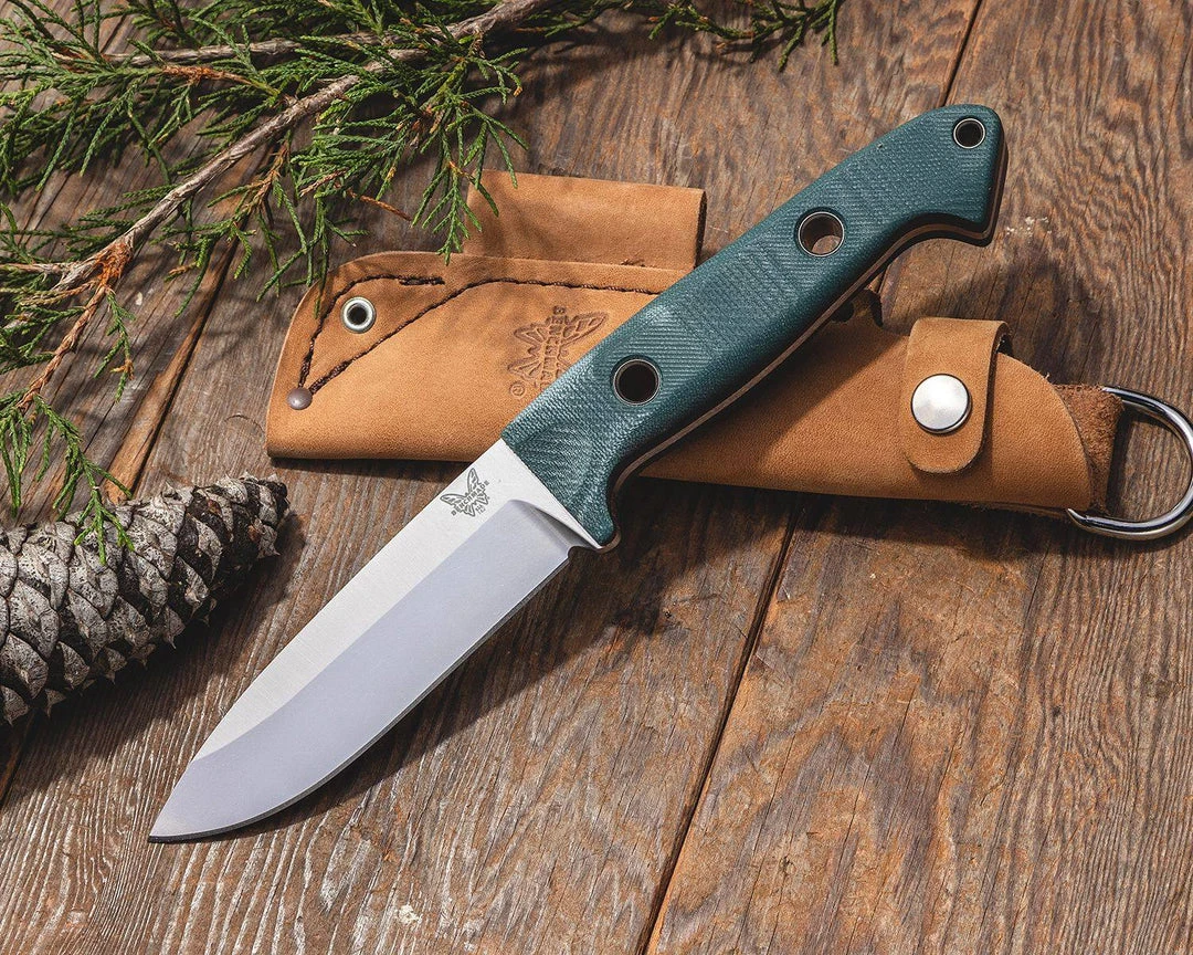 Outlet 🥰 Benchmade 162 Bushcrafter Fixed 4.43" S30V Satin Blade, Green G10 (USA) ❤️ 9 Benchmade 162 Bushcrafter Fixed 4.43" S30V Satin Blade, Green G10 (USA)