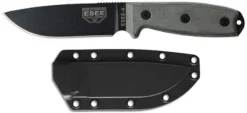 ESEE 4P-B Black Blade Plain Edge, Micarta Handle Black Sheath Clip Plate All Knife Brands