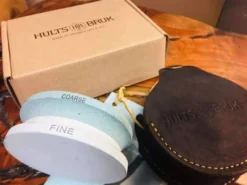 Axe Sharpeners Hults Bruk 180/600 Grit Grinding Stone, Leather Case