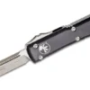 Microtech 121-10 Ultratech Auto S/E Knife 3.46" Stonewashed Plain Blade, Black Aluminum Handles All Knife Brands