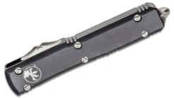 Microtech 121-10 Ultratech Auto S/E Knife 3.46" Stonewashed Plain Blade, Black Aluminum Handles All Knife Brands