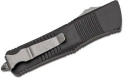 All Knife Brands Microtech 138-12 Troodon D/E F/S - Black Handle - Full Serrations - Stonewash Blade