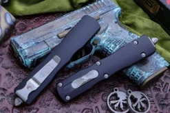 All Knife Brands Microtech 227-12 Dirac Delta D/E - Black Handle - Stonewashed Full Serration