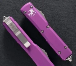 All Knife Brands Microtech Ultratech D/E 122-6VI Satin Full Serrated Violet Knife