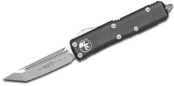 All Knife Brands Microtech UTX-85 233-10 Auto OTF 3" Stonewashed Tanto Plain Blade, Black Handles