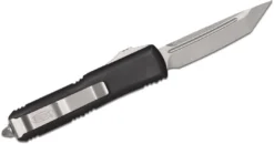 All Knife Brands Microtech UTX-85 233-10 Auto OTF 3" Stonewashed Tanto Plain Blade, Black Handles