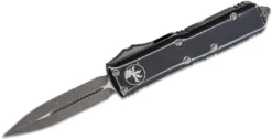 Microtech UTX-85 AUTO OTF Knife 3" Apocalyptic D/E Black Distressed 232-10DBK