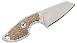 MANIAGO KNIFE MAKERS MKM Mikro 2 Fixed Blade 1.97" M390 Stonewashed Sheepsfoot Blade, Natural Micarta Handles