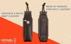 Opinel No.8 Carbon Knife With Sheath, Wooden Slide Gift Box (France)