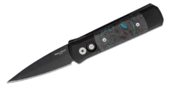 PROTECH KNIVES Pro-Tech 7FC31 Godson Auto Folding Knife 3.15" 154CM Black DLC Blue Dark Matter Carbon Inlays