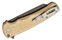 PROTECH KNIVES All Knife Brands Pro-Tech Limited Edition Malibu Flipper Damascus Reverse Tanto Blade, Bronze Handles