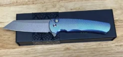 PROTECH KNIVES Pro-Tech Malibu 5241 Blue Titanium Custom Reverse Tanto Flipper