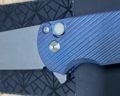 PROTECH KNIVES Pro-Tech Malibu 5241 Blue Titanium Custom Reverse Tanto Flipper