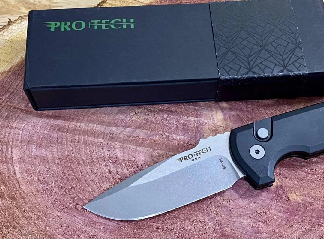 Outlet ๐งจ PROTECH KNIVES Pro-Tech Rockeye Auto Black Handle, Stonewash S35VN Blade LG301 ๐ 3 PROTECH KNIVES Pro-Tech Rockeye Auto Black Handle, Stonewash S35VN Blade LG301