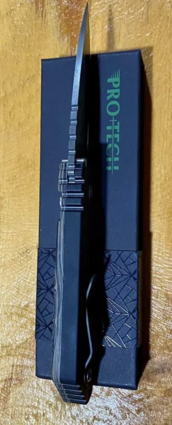 PROTECH KNIVES Pro-Tech Strider SnG Custom Auto Camo G-10 Damascus Blade Pearl Button 2436-DAMASCUS All Knife Brands