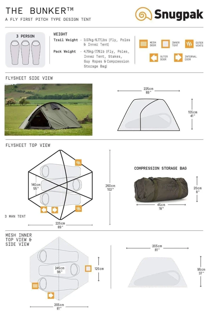Outlet ๐งจ Snugpak Bunker 3 Person Tent / Tactical Shelter (Olive) Tents & Shelters ๐ 8 Snugpak Bunker 3 Person Tent / Tactical Shelter (Olive) Tents & Shelters