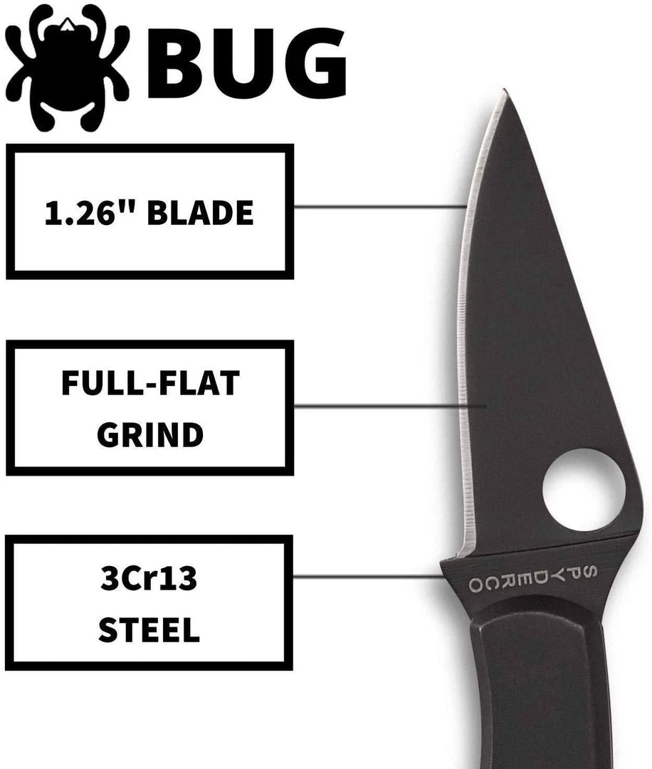 Discount 🛒 Spyderco Bug Non-Locking Knife Black Steel Blade C133BKP Spyderco Knives ❤️ 5 Spyderco Bug Non-Locking Knife Black Steel Blade C133BKP Spyderco Knives
