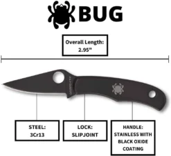 Discount 🛒 Spyderco Bug Non-Locking Knife Black Steel Blade C133BKP Spyderco Knives ❤️ 11 Spyderco Bug Non-Locking Knife Black Steel Blade C133BKP Spyderco Knives