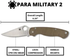 Discount 🌟 Spyderco Paramilitary 2 C81MPCW2 Folding Knife 3.47" CruWear Canvas Micarta Spyderco Knives 🥰 22 Spyderco Paramilitary 2 C81MPCW2 Folding Knife 3.47