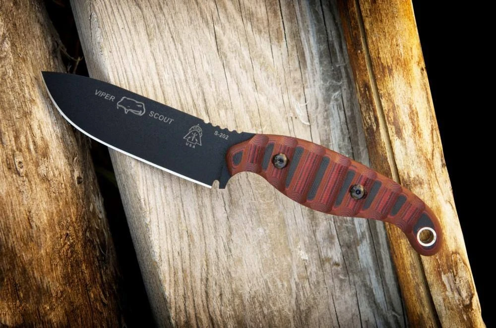 Promo π TOPS KNIVES TOPS Viper Scout Fixed Knife USA (Red Handles) π₯° 3 TOPS KNIVES TOPS Viper Scout Fixed Knife USA (Red Handles)